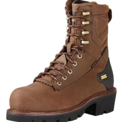 Women Ariat Men's Powerline 8" Soft Toe WP Logger Work Boot - - 10018563