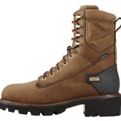 Women Ariat Men's Powerline 8" Soft Toe WP Logger Work Boot - - 10018563