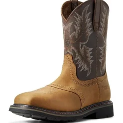 Ariat Men's Sierra 10" Wide Square Steel Toe Western Work Boot- Bark- 10010134