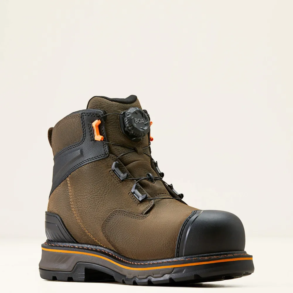 Ariat Men's Stump Jumper 6" Comp Toe WP BOA Work Boot- Coffee- 10048060