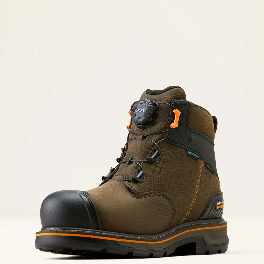 Ariat Men's Stump Jumper 6" Comp Toe WP BOA Work Boot- Coffee- 10048060