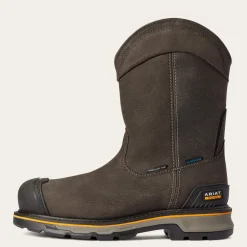 Women Ariat Men's Stump Jumper Pull On Comp Toe WP Work Boot - Iron Coffee - 10038282