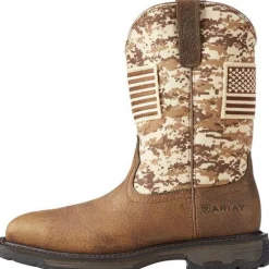 Women Ariat Men's WorkHog Patriot 11" Soft Toe Work Western Boot - Earth - 10023100