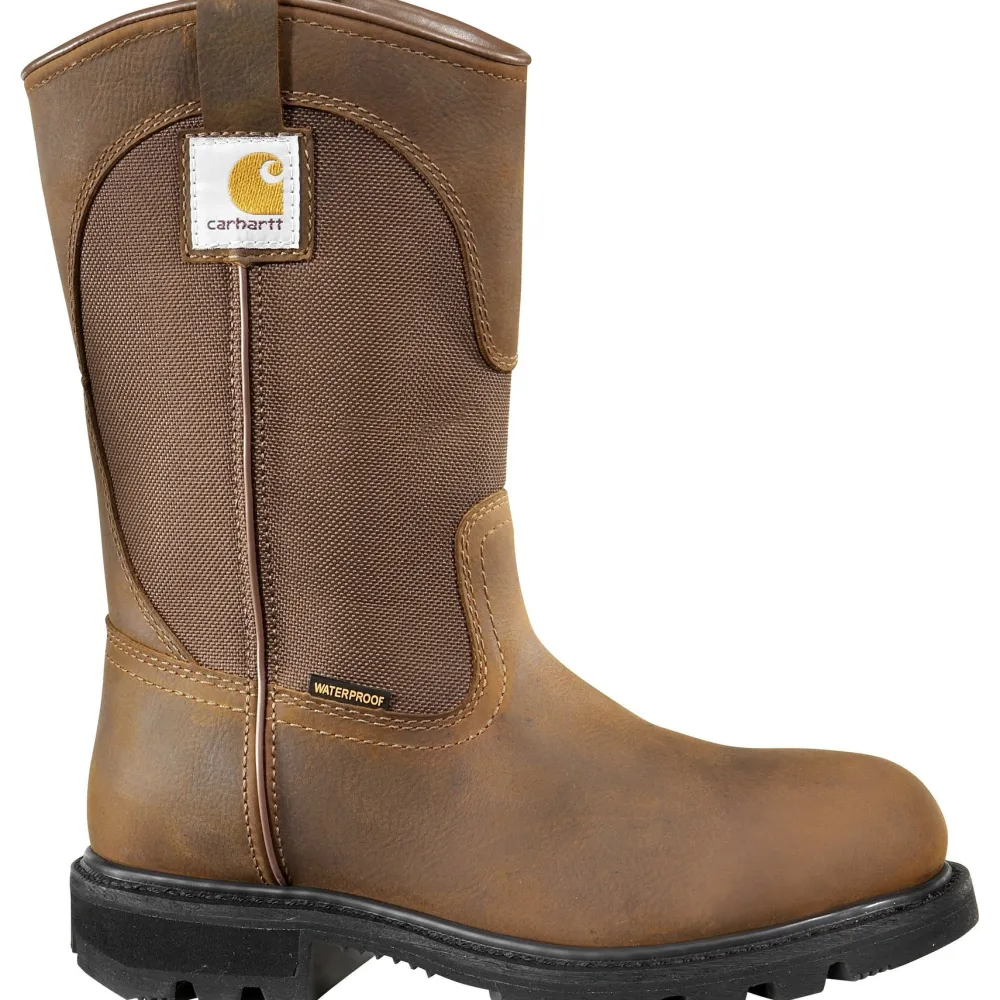 Women Carhartt Women's 10" Soft Toe WP Wellington Work Boot Brown CWP1150