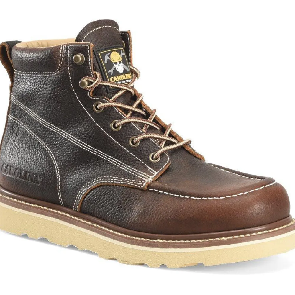 Women Carolina Men’s Flatiron 6” Moc Toe Wedge Work Boot - Brown - CA7043