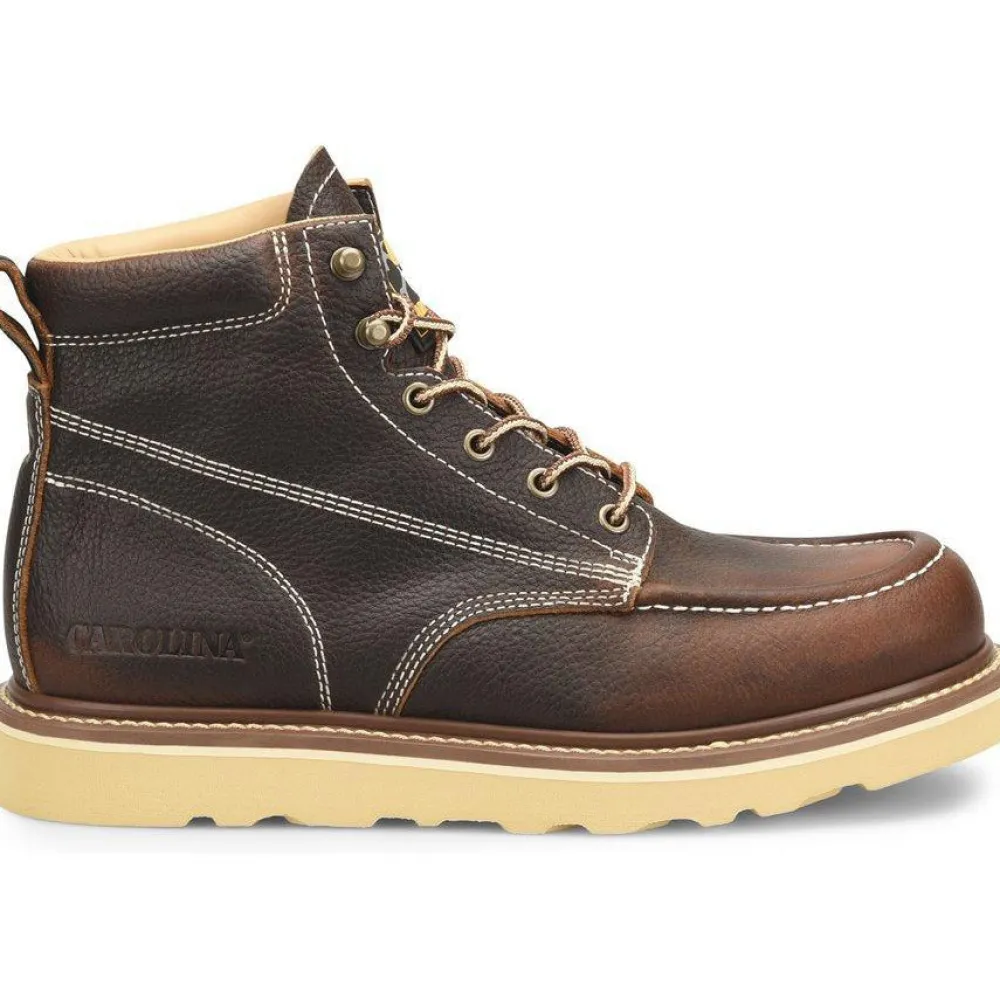 Women Carolina Men’s Flatiron 6” Moc Toe Wedge Work Boot - Brown - CA7043