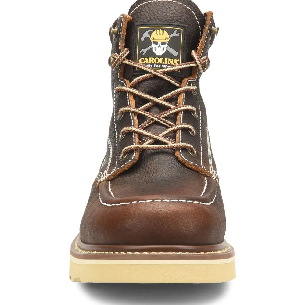 Women Carolina Men’s Flatiron 6” Moc Toe Wedge Work Boot - Brown - CA7043