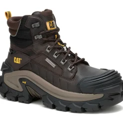 CAT Men's Invader Max Comp Toe WP Slip Resistant Work Boot -Coffee- P91729
