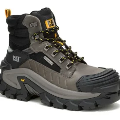 CAT Men's Invader Mid Vent Comp Toe WP Slip Resistant Work Boot -Black- P91756