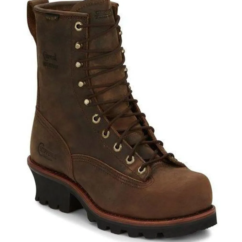 Women Chippewa Men's Paladin 8" Steel Toe WP Logger Work Boot- - 73101