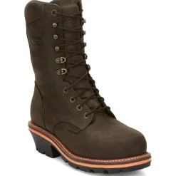 Women Chippewa Men's Thunderstruck 10" Nano Comp Toe Work Boot Brown- TH1031