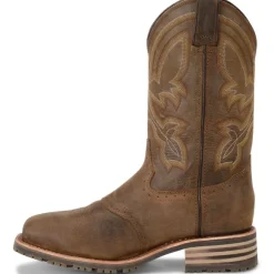 Double H Men's Jeyden 11" Sqr Toe WP Western Work Boot- Brown - DH4124
