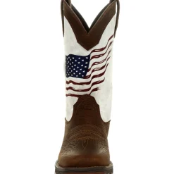 Women Durango Women's Lady Rebel Distressed Flag 11" Square Toe Western Boot DRD0394