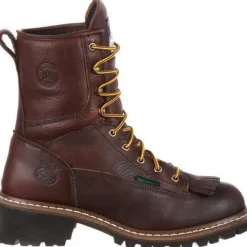 Women Georgia Men's 8" Steel Toe Waterproof Logger Work Boot - Brown - G7313