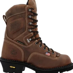Women Georgia Men's Usa Logger 9" WP Comp Toe Work Boot - Crazy - GB00540