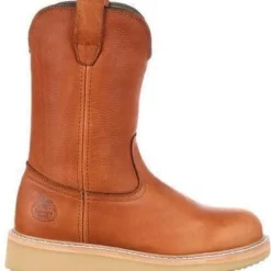 Women Georgia Men's Wedge Wellington Work Boot - Brown - G5153