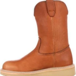 Women Georgia Men's Wedge Wellington Work Boot - Brown - G5153
