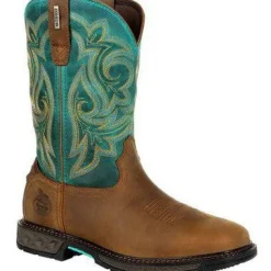 Women Georgia Women's Carbo Tec LT 10" Steel Toe WP Zip Western Work Boot- GB00386