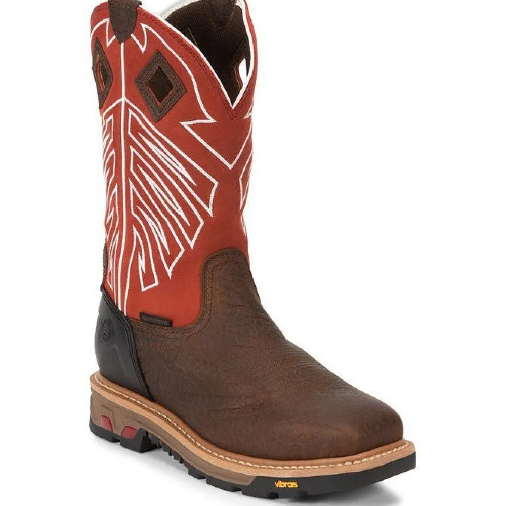 Justin Men's RoughNeck 12" Steel Toe WP Western Work Boot -- WK2115