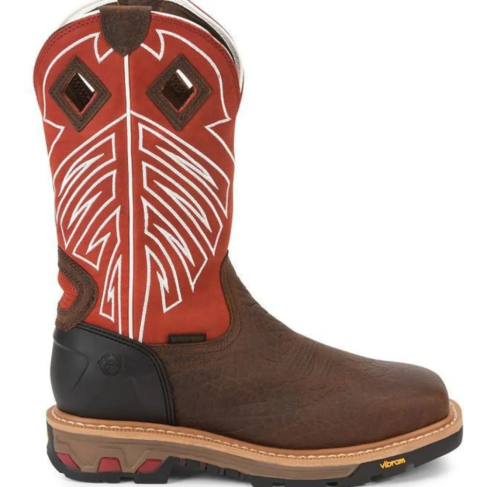 Justin Men's RoughNeck 12" Steel Toe WP Western Work Boot -- WK2115