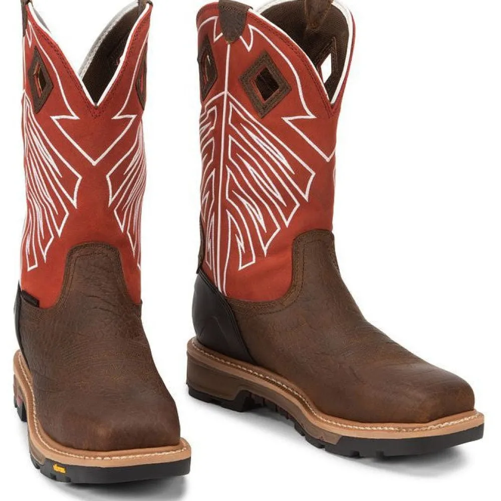 Justin Men's RoughNeck 12" Steel Toe WP Western Work Boot -- WK2115