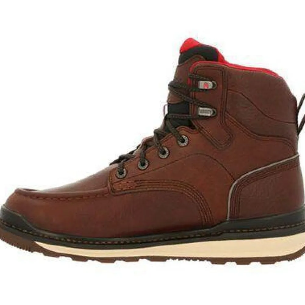 Women Rocky Men's Rams Horn 6" Waterproof Wedge Work Boot - - RKK0321