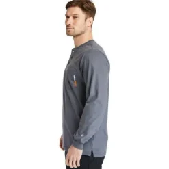 Timberland Pro Men's Flame Resistant Long Sleeve Work Henley - Charcoal - TB0A23P4003
