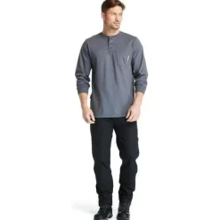 Timberland Pro Men's Flame Resistant Long Sleeve Work Henley - Charcoal - TB0A23P4003