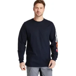 Timberland Pro Men's FR Cotton Core LS W/ Logo Work T-Shirt - - TB0A1V8D410