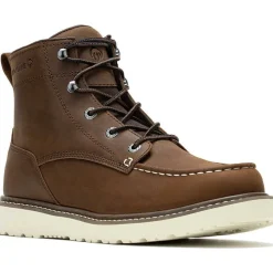 Women Wolverine Men's Trade 6" Soft Toe Wedge Unlined Work Boot- Brown- W240012