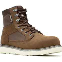 Women Wolverine Men's Trade Canvas 6" Comp Toe Wedge Work Boot- Brown- W241062