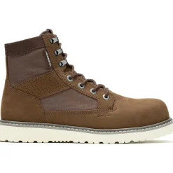 Women Wolverine Men's Trade Canvas 6" Comp Toe Wedge Work Boot- Brown- W241062