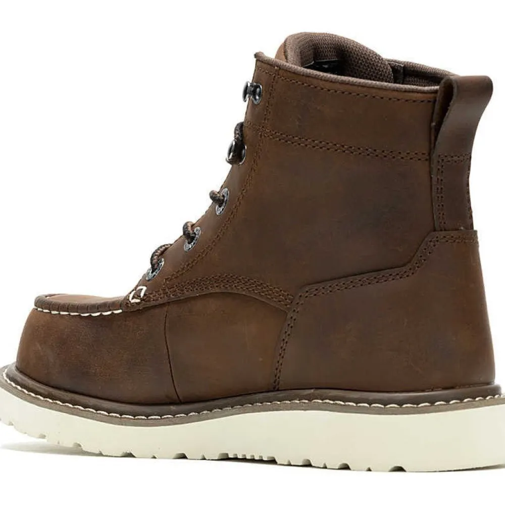 Women Wolverine Women's Trade 6" Comp Toe Wedge Unlined Work Boot- Brown- W241058